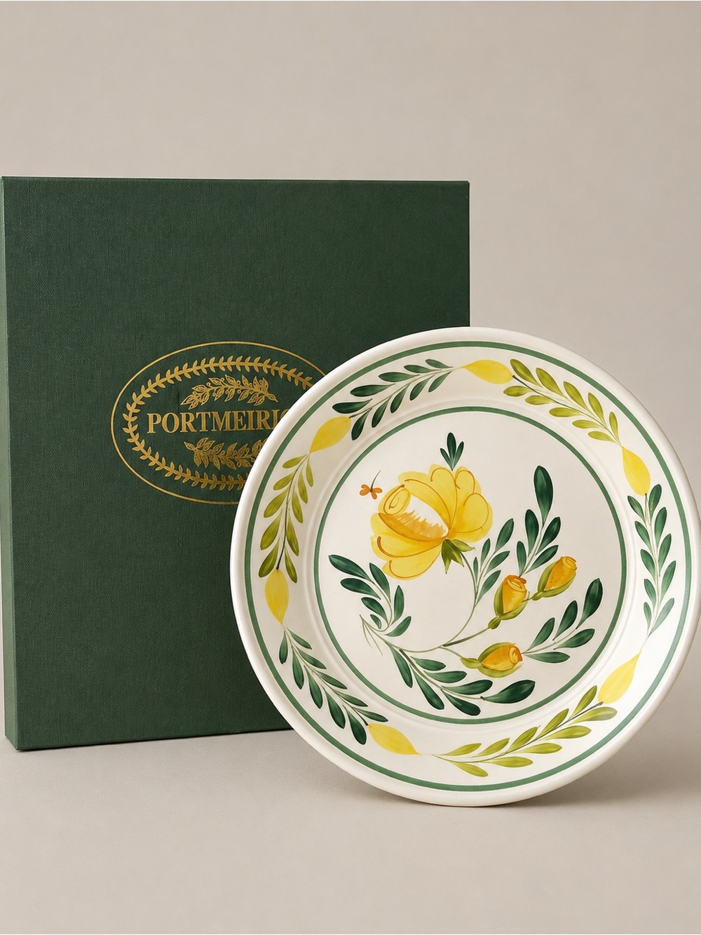 Portmeirion Macy’s Yellow Rose 8.5” Hand Painted Plate England Box